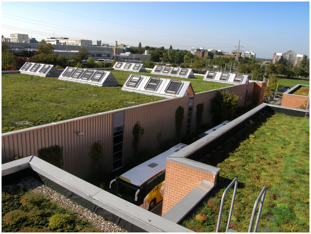 Entire commercial areas are with extensive green roofs (in Germany) - sadly, still not in USA