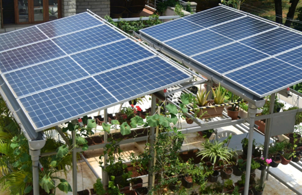 PV anchored in roof structure and far above recreational Green Roof (e.g.Agrisolar)
