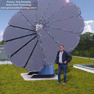 According to Smartflower’s website, this translates into a 40% increase in production over a similarly sized rooftop solar panel system.